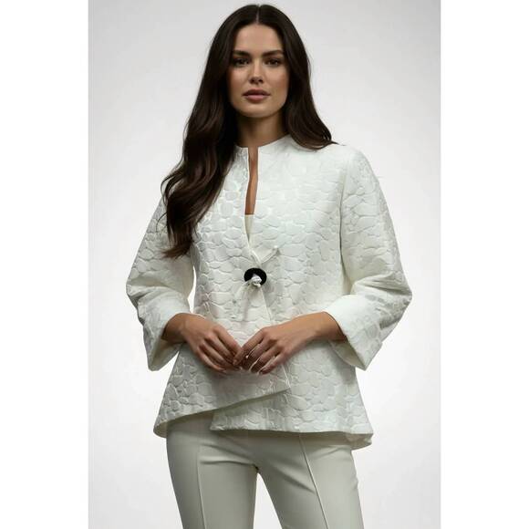 IC COLLECTION Jackets & Blazers - NEW IC COLLECTION jacquard high low asymmetric jacket in ivory